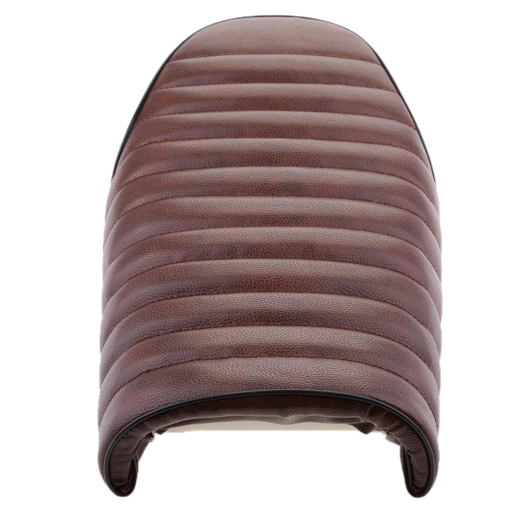 Brown Vintage Flat Brat Seat Cafe Racer Saddle Motorcycle Retro For Honda