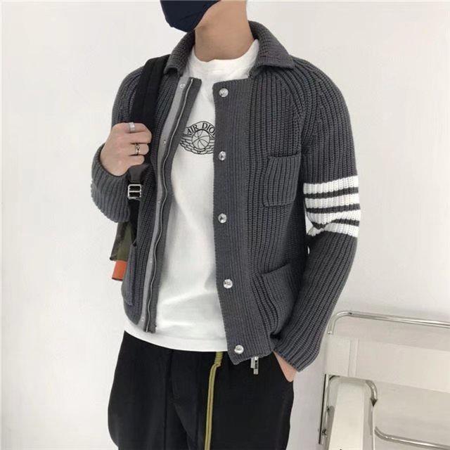 Áo Khoác Len Cardigan Kẻ Sọc Dáng Ôm Dễ Phối Đồ Thời Trang Mùa Đông Cho Nam Size M-3XL