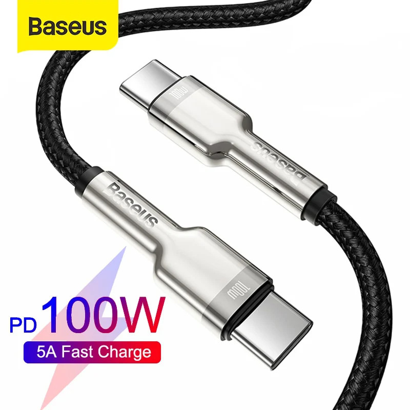 Cáp sạc siêu nhanh 100W Baseus Cafule Series Metal Data Cable Type-C to Type-C - Hàng Chính Hãng