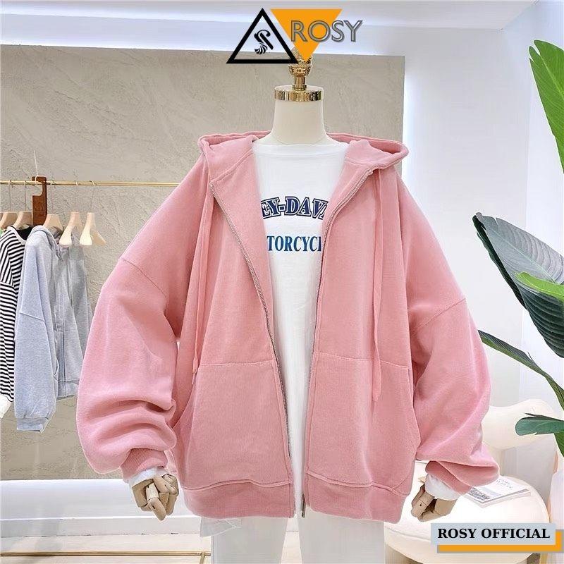 Áo hoodie tay phồng form rộng chất nỉ ngoại cao cấp oversize, Áo Hoodie Nữ Dáng Rộng Có Mũ Tay Dài thời trang, Áo khoác hoodie nỉ trơn unisex chất dày dặn cao cấp có khóa kéo dáng thụng