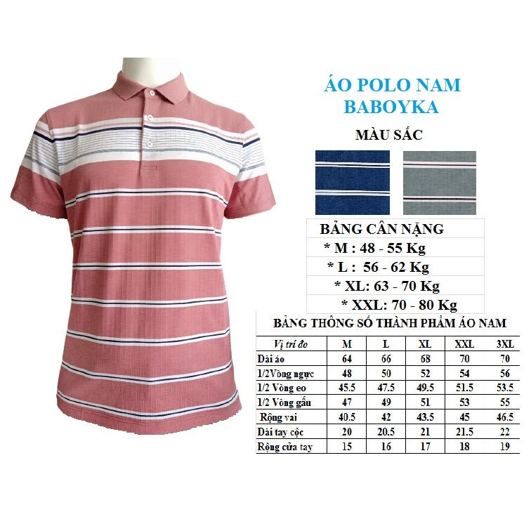 Áo Polo nam Phối Kẻ Chất Cotton Logo Thương Hiệu BABOYKA Trẻ Trung Lịch Lãm