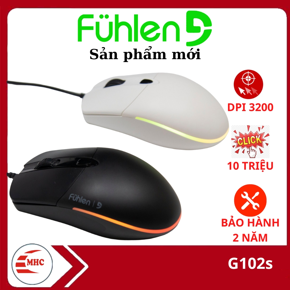 Chuột Gaming Fuhlen G102s DPI 3200/ Led RGB 16.8 triệu màu/ Tuổi thọ 10 Triệu Click- Mẫu mới 2024- Hàng chính hãng