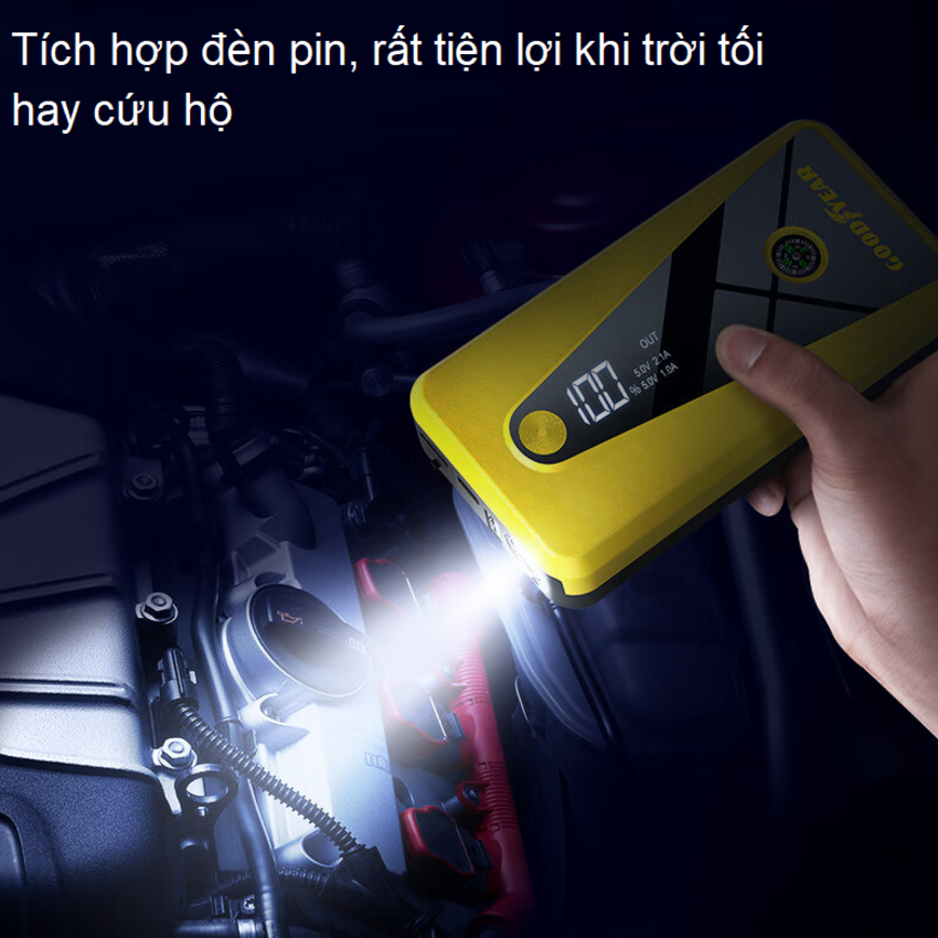 Bộ kích điện ô tô 12V/800A , kiêm pin sạc dự phòng 12000mAh Goodyear GY-2626