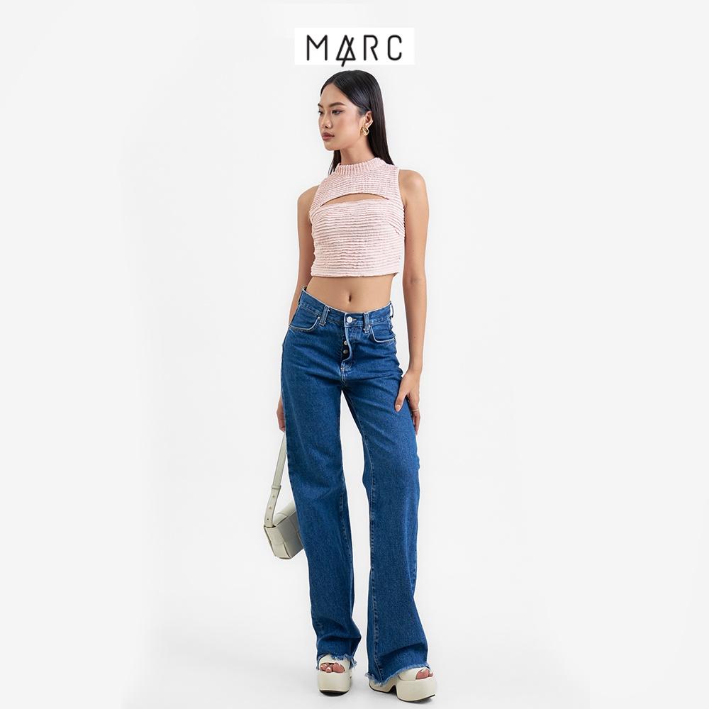 Áo croptop nữ MARC FASHION sát nách cổ tròn xẻ ngực CBLH111522