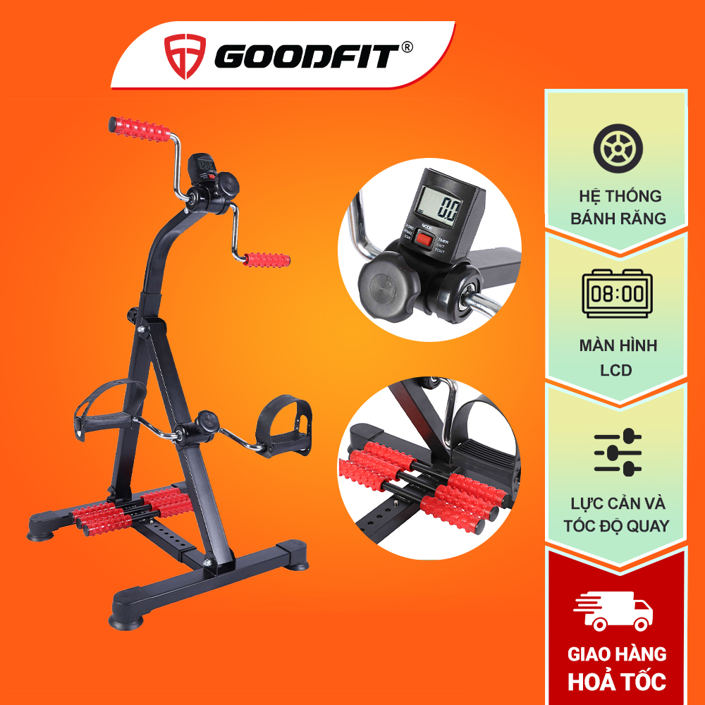 Xe đạp tập thể dục tại nhà, trị liệu, phục hồi chức năng chính hãng GoodFit GF005PE có bánh răng mát-xa, tùy chỉnh chiều cao