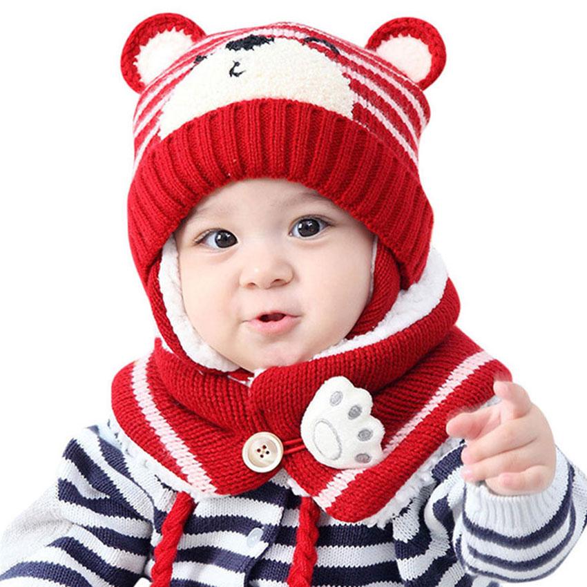 Unisex Trẻ Em Phim Hoạt Hình Gấu Sọc Mũ Và Khăn Quàng Bé Cap Set Cô Gái Cậu Bé Cap Scarf Set Trẻ Em Mùa Đông Earmuffs Hat khăn Ấm Phù Hợp Với