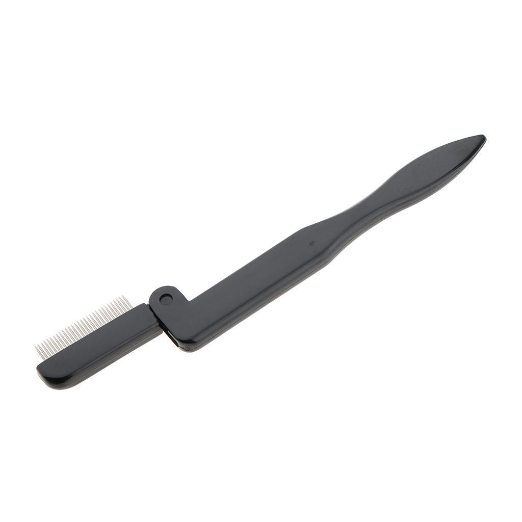2x Travel Folding Mascara Eyelash Comb Eyebrow Shaping Brush w/ Steel Teeth