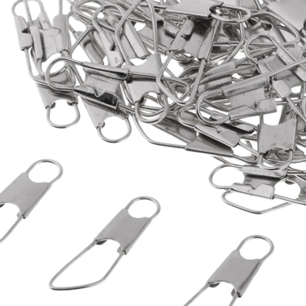 100Pcs Fishing Interlock Snap Safety Snap Fishing Swivels Snap 1.4x0.5cm