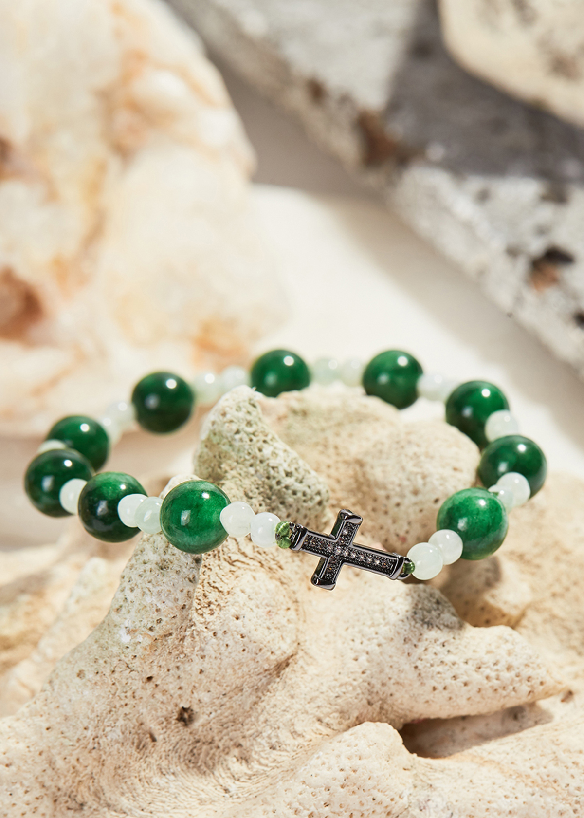 Vòng Tay Mân Côi Đá Cẩm Thạch Sơn Thủy Hạt 10mm, Ni 52 - Ngọc Quý Gemstones