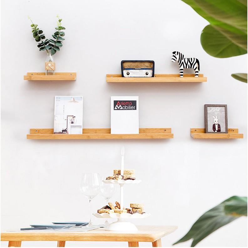 Set 3 Kệ gỗ treo tường trang trí phòng ngủ để đồ lưu niệm mỹ phẩm giá sách cây cảnh mini