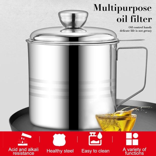 Bình Lọc Dầu Bằng Thép Không Gỉ Có Nắp Đậy Tiện Dụng