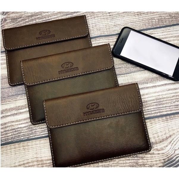 Ví Đựng Giấy Tờ Xe Ô Tô, Ví đựng giấy tờ đăng kiểm ô tô màu nâu Logo hãng xe, Quốc Huy cao cấp tiện lợi