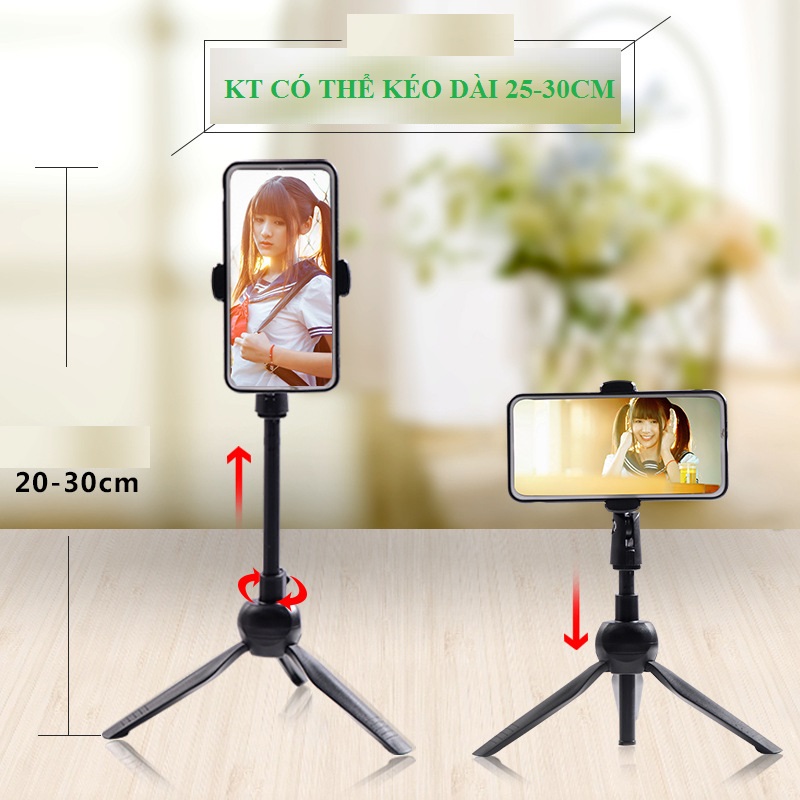 Giá đỡ kẹp điện thoại gấp gọn kiêm gậy tự sướng Seflie 3 chân xoay 360 độ, dùng livestream, giải trí, quay phim