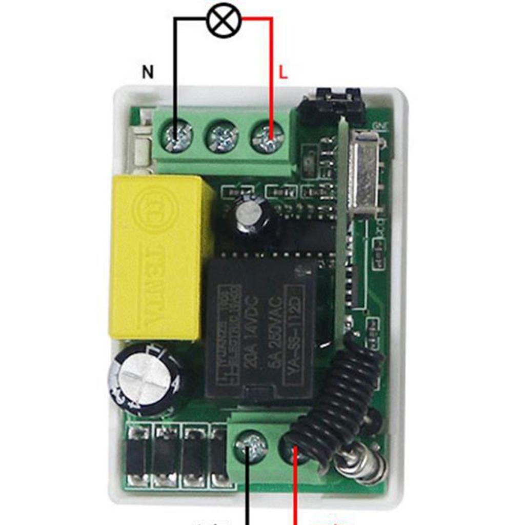 220V 1 Channels Remote Control Switches Control Wireless RF Relay 1 Receiver With 1 Transmitter Black