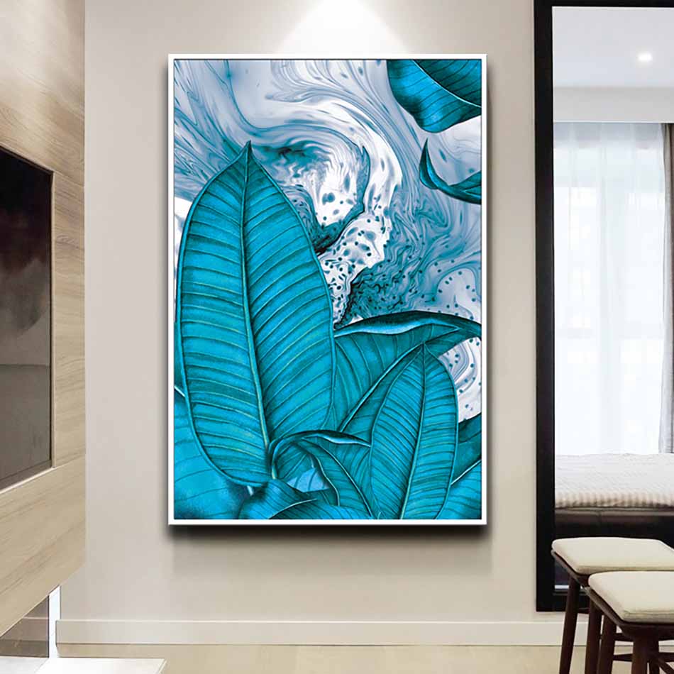 Tranh đơn canvas treo tường Decor Họa tiết lá xanh - DC188