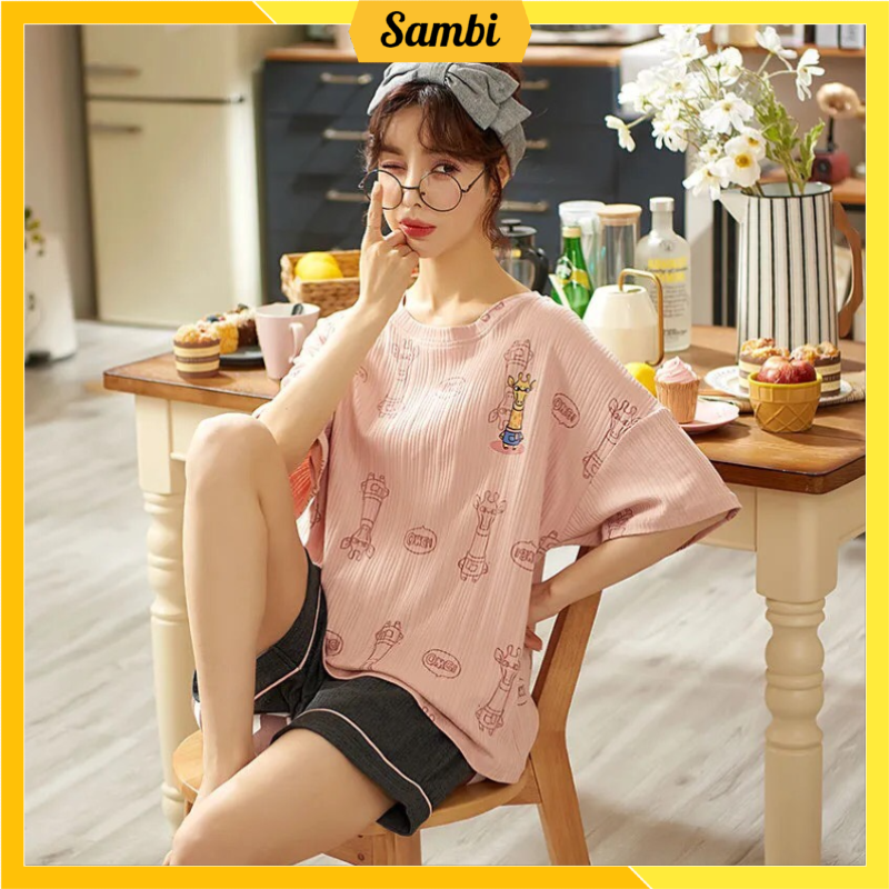 Bộ đồ nữ cao cấp chất cotton áo cộc tay quần đùi Sambi Closet