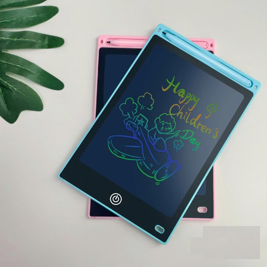 Bảng Viết Cảm Ứng Điện Tử 3D Đa Sắc 12 Inch Thông Minh Tự Xóa Dành Cho Bé - Bảng Vẽ Đồ Họa Bút Dạy Học LCD Xanh Dương