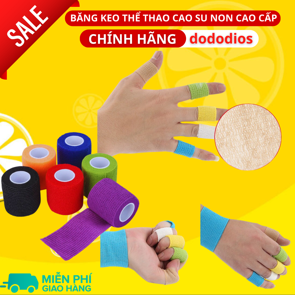 Combo Hộp 24 Cuộn Băng Cuốn Tự Dính, Băng Cuốn Cao Su Non, Băng Keo Thể Thao Chống Chấn Thương (Kích thước 5cm*4.5m), Băng keo thể thao đá bóng, băng cuốn thể thao vải tự dính, băng quấn y tế cuốn ngón tay, cổ tay, cổ chân - Hàng chính hãng dododios