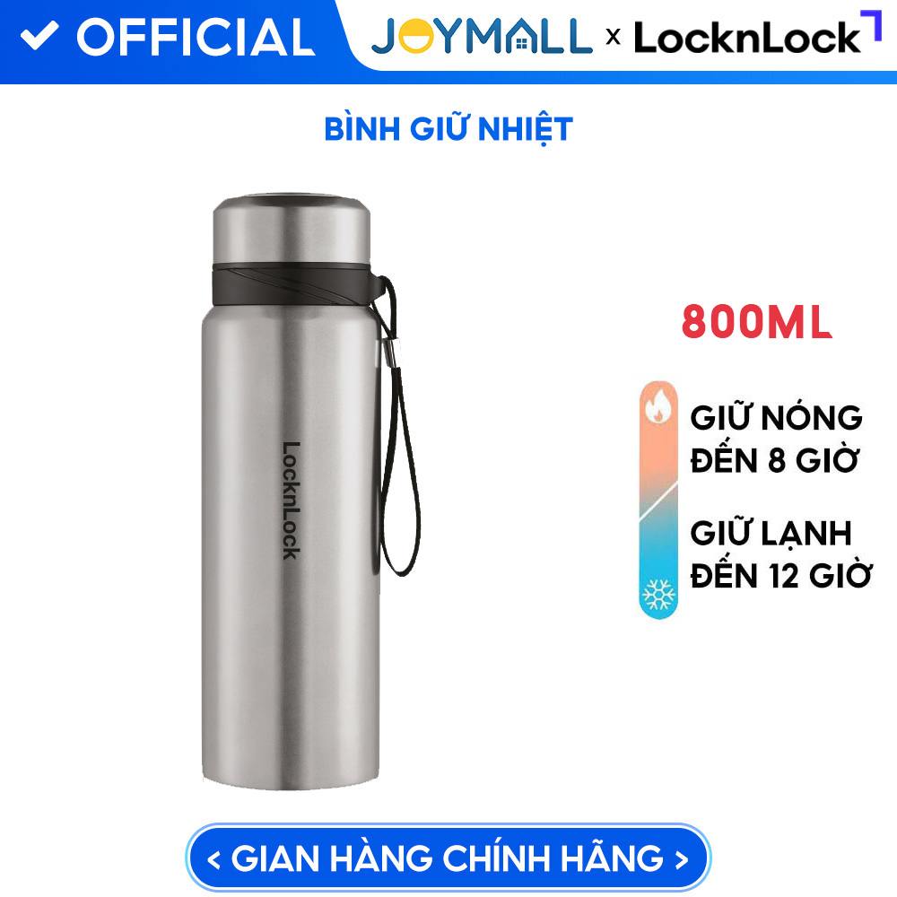 Bình Giữ Nhiệt Bằng Thép Không Gỉ Lock&Lock Vacuum Bottle LHC6180SLV 800ML – Màu Bạc