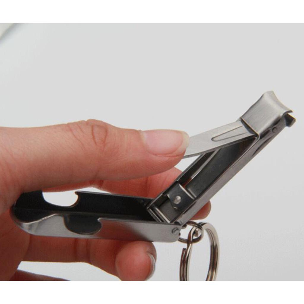 2-in-1 Stainless Steel Nail Clippers Ultra-thin Simple with Bottle Opener
