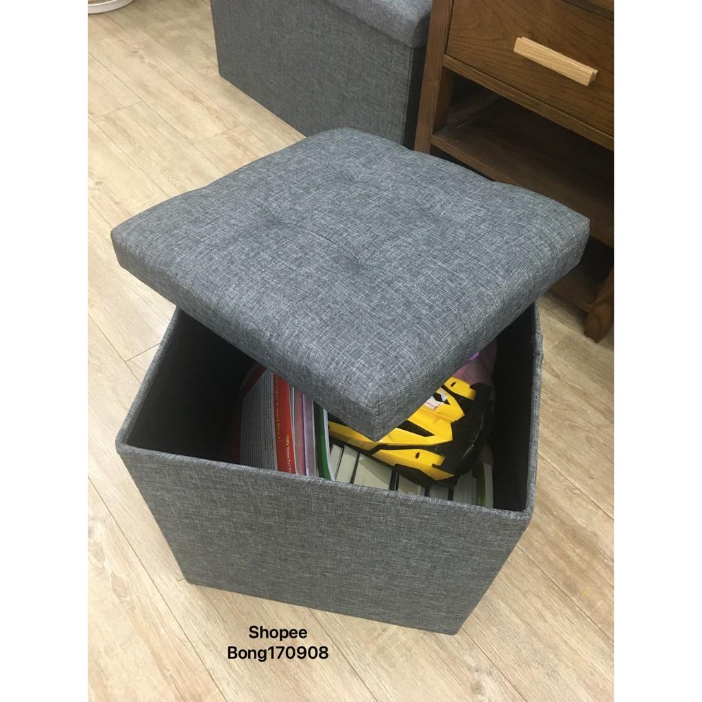 Ghế Đôn Kiêm Hộp Đựng Đồ Chất Vải Oxford 600D Cao Cấp Kích Thước 39x39xcao 40cm