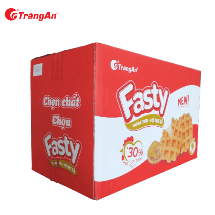 Thùng 12 Gói Bánh Trứng Ruốc Sợi Thịt Gà Fasty 156g