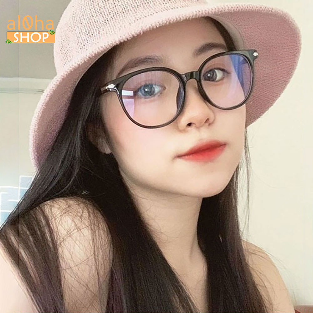 Mắt kính thời trang K0115 gọng nhựa tròn chống tia bức xạ UV, chống bụi unisex nam nữ - al0ha Shop