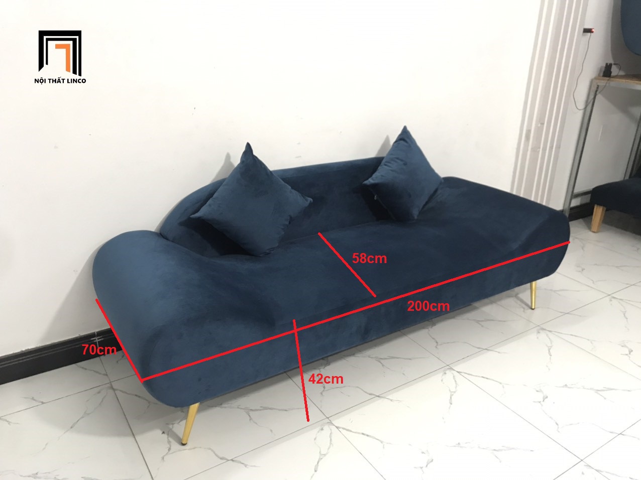 Ghế sofa văng thuyền hiện đại màu xanh đen nhiều kích cỡ