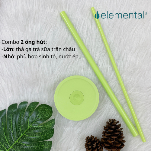 [Hàng chính hãng_Thương hiệu Mỹ] Ly giữ nhiệt Commuter Elemental 1180ml màu xanh bơ thép không gỉ có tay cầm combo ống hút trân châu 