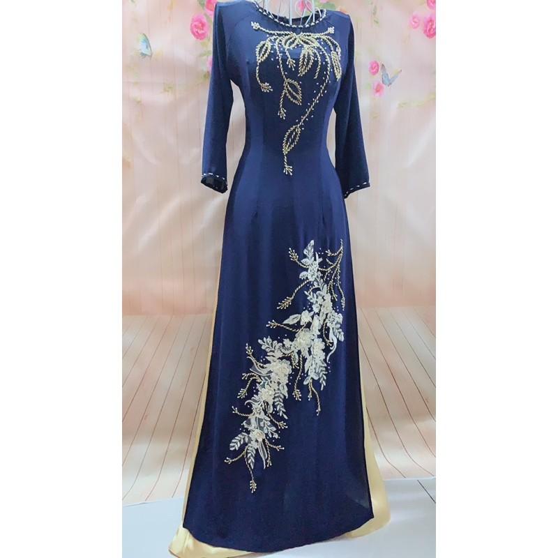 ÁO DÀI CHO MẸ-ÁO DÀI DỰ TIỆC-XANH ĐEN - đủ size - ảnh thật 100%