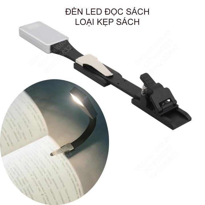 Đèn led đọc sách kiểu kẹp trang sách, dùng pin sạc, ánh sáng 3 màu