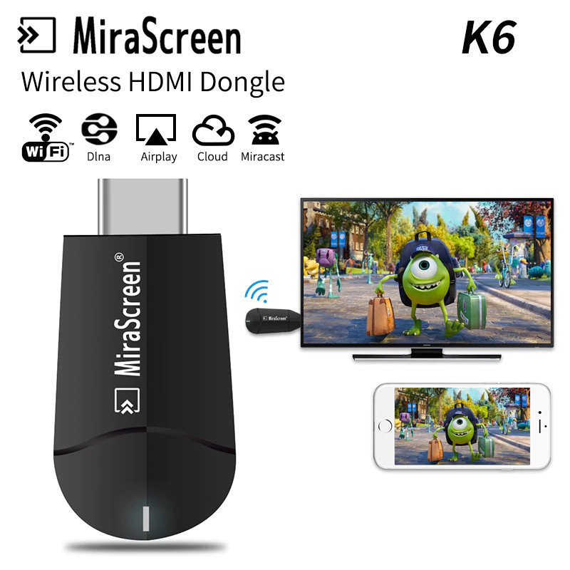 Thiết Bị HDMI Không Dây Kết Nối Điện Thoại Với TIVI FULL HD 4K  K6 AZONE