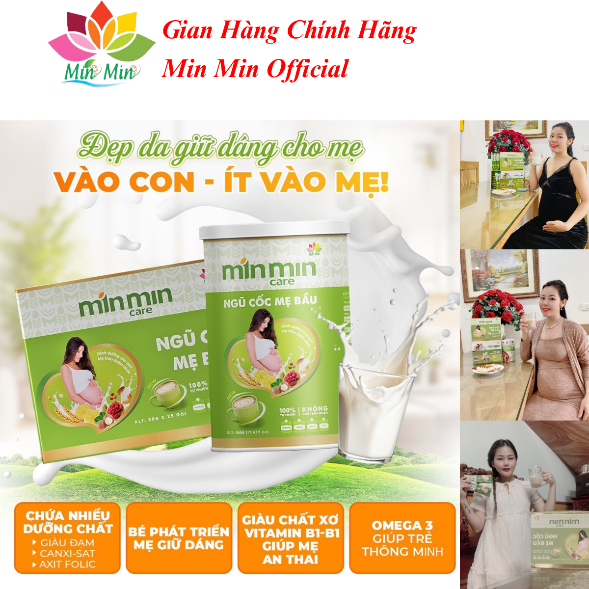 [COMBO 2 Hộp 1KG] Ngũ Cốc Mẹ Bầu Min Min Care  - Ngũ Cốc Min Min Dinh Dưỡng Cho Mẹ Bầu 1 Hộp 25 gói 20gram