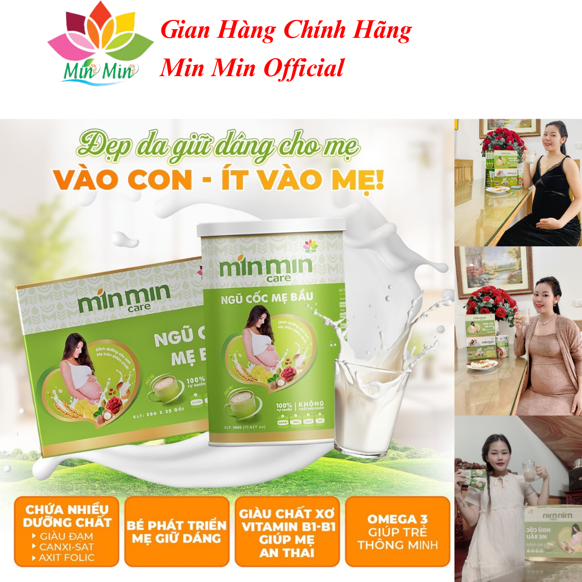 Ngũ Cốc Mẹ Bầu Min Min Care - Ngũ Cốc Bầu Min Min (1 hộp 25 gói 20gram)