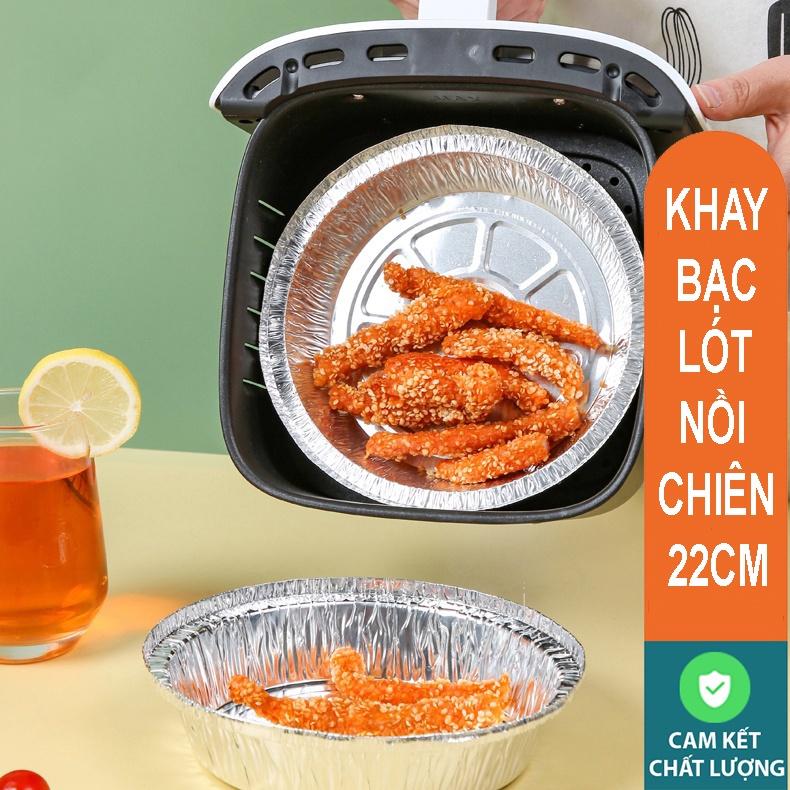 Set 50 Khay Giấy Bạc Lót Nồi Chiên Không Dầu, Tái Sử Dụng, Tiện ích