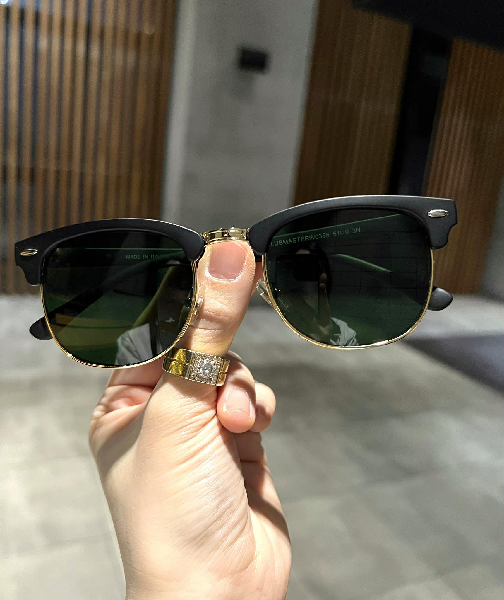 Kính râm nửa viền CLubmaster Mắt xanh thủy tinh + Tặng kèm phụ kiện cao cấp