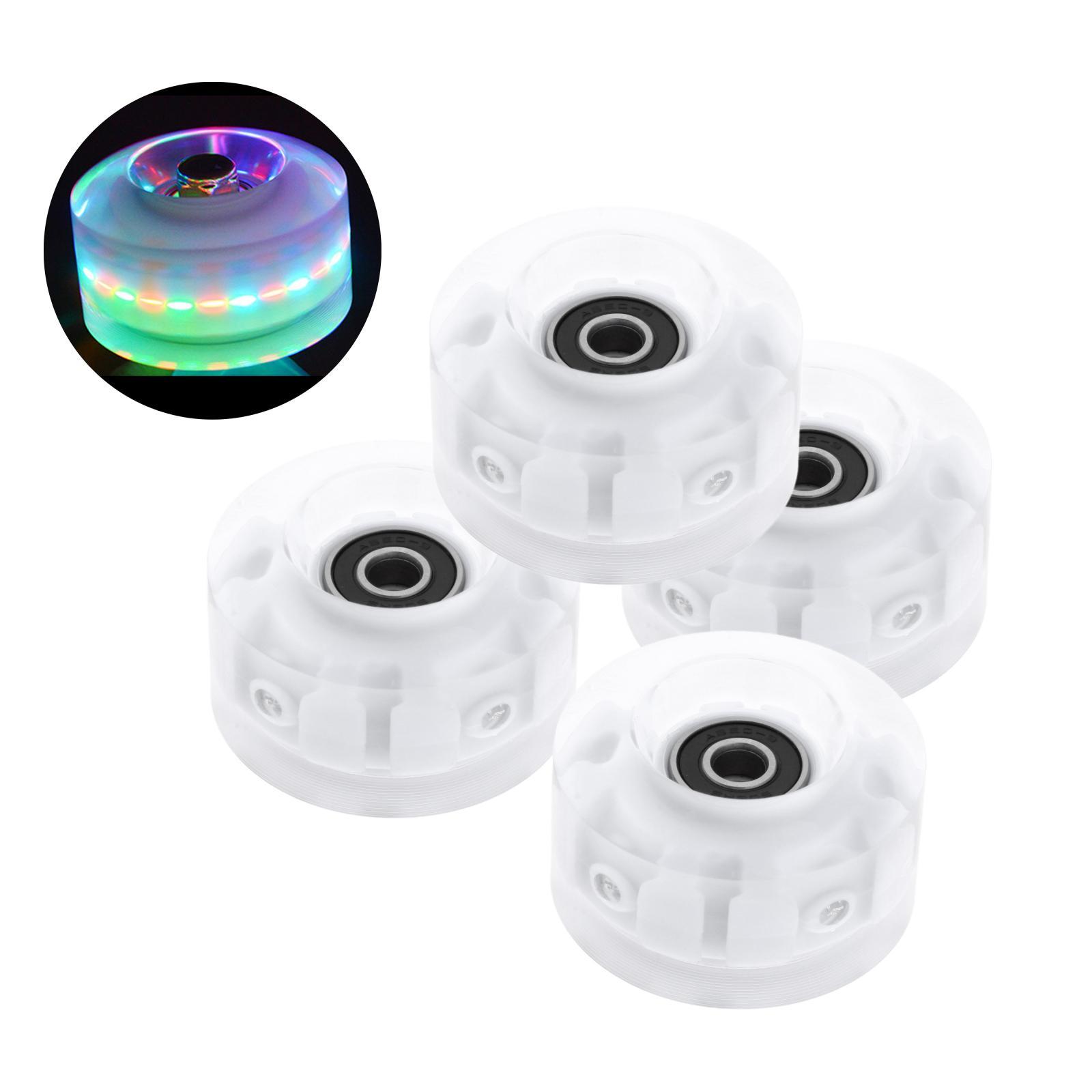 2x4Pack Quad Roller Skate Wheels with Bearings for Double Row Skateboard RGB