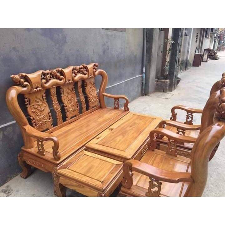 bộ bàn ghế quốc đào tay 10 gỗ lim nam phi