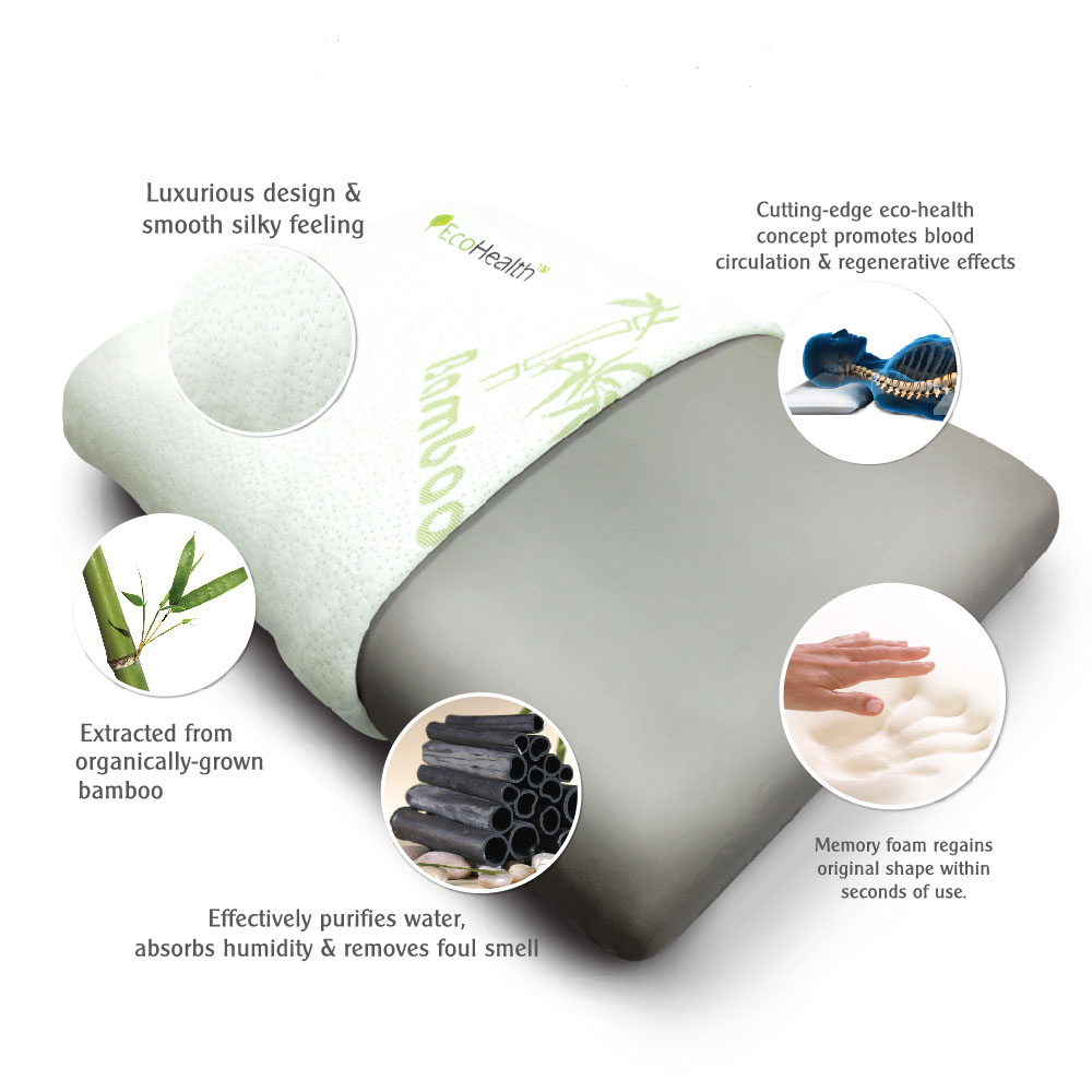 Gối nằm chiết xuất than tre Jean Perry Memory Foam Bamboo Charcoal Contour 60x40x11/9 cm