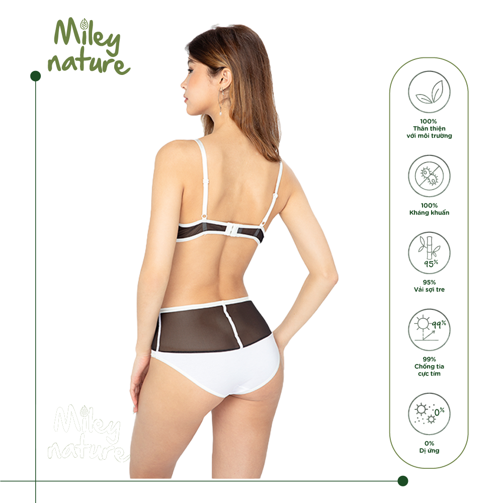 Bộ Đồ Lót Phối Lưới Sexy Có Gọng Không Mút Vải Sợi Thiên Nhiên Cao Cấp BamBoo Miley Lingerie BRB02002-FBM0205