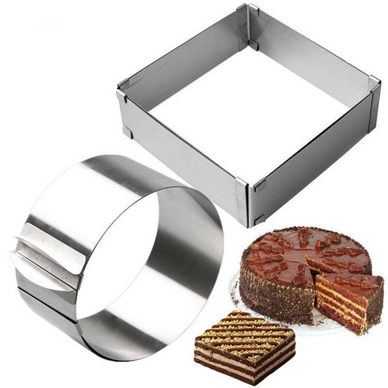 Khuôn Cắt Bánh Hình Tròn / Vuông Bằng Thép Không Gỉ Điều Chỉnh Được