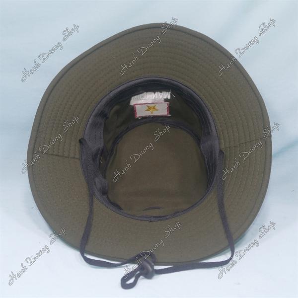 Nón tai bèo nón lính nam thêu Lá Cờ Việt Nam size đầu 60cm, có lỗ thông gió bên hông nón - Nâu nhạt