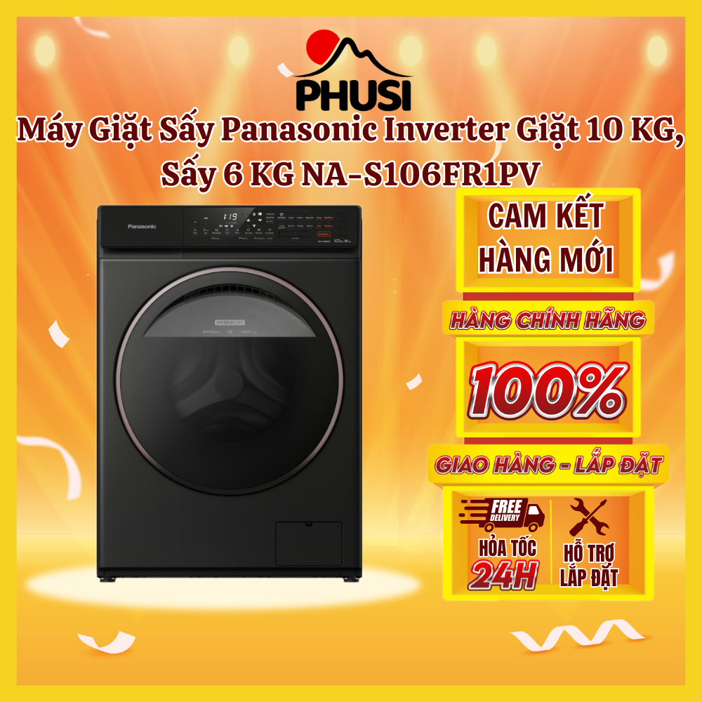 Máy giặt Panasonic Inverter giặt 10 kg - sấy 6 kg NA-S106FR1PV - Hàng chính hãng - Giao HCM và 1 số tỉnh thành