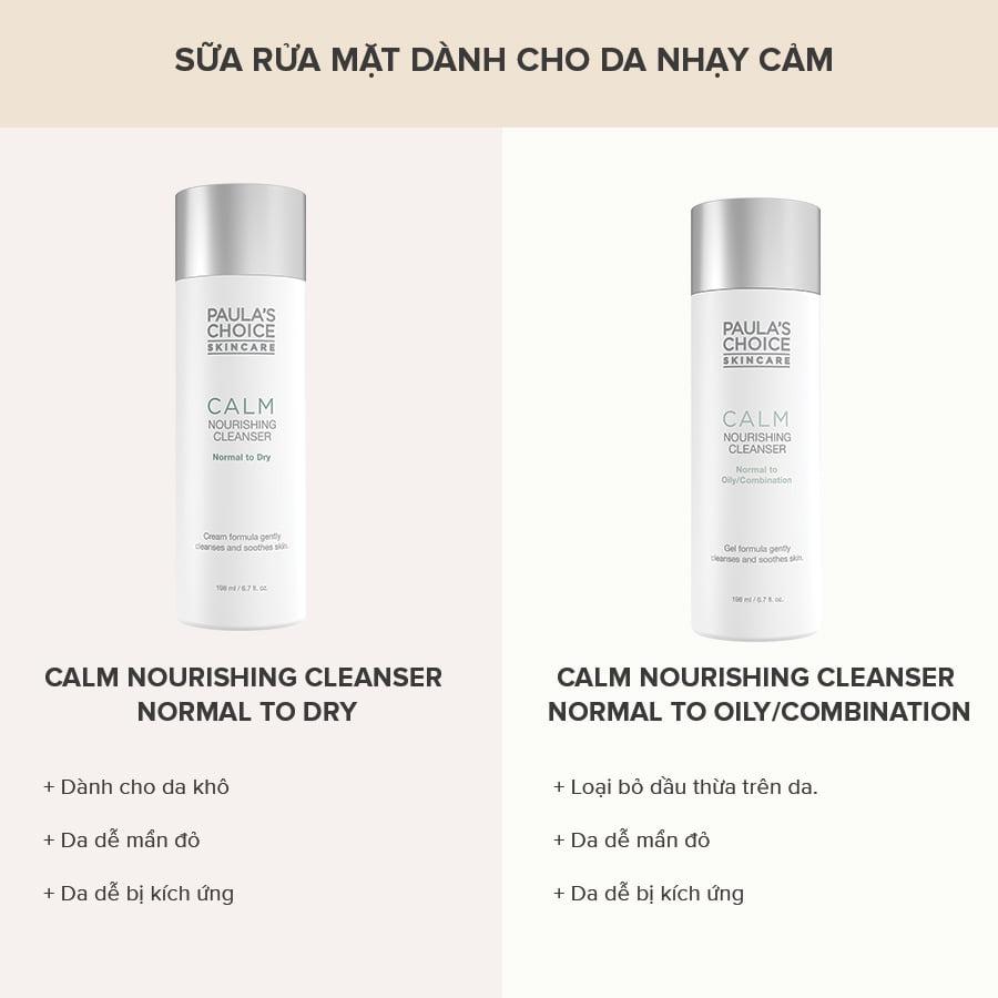 Sữa Rửa Mặt Dịu Nhẹ Dành Cho Da Dầu, Da Nhạy Cảm Paula's Choice Calm Nourishing Cleanser Normal To Oily