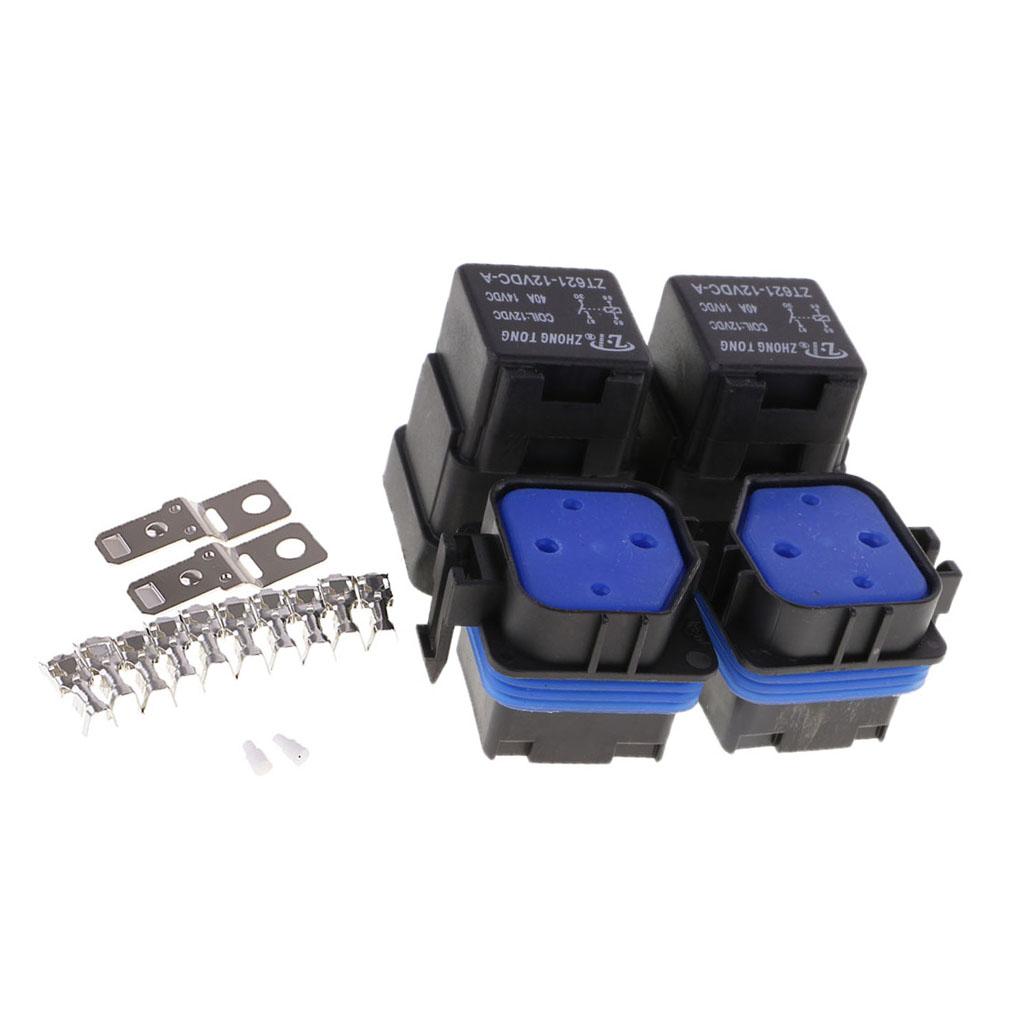 4 Set of 40A 12V 4 Pin Relay Socket Base Terminals for Car Motorcycle Boat