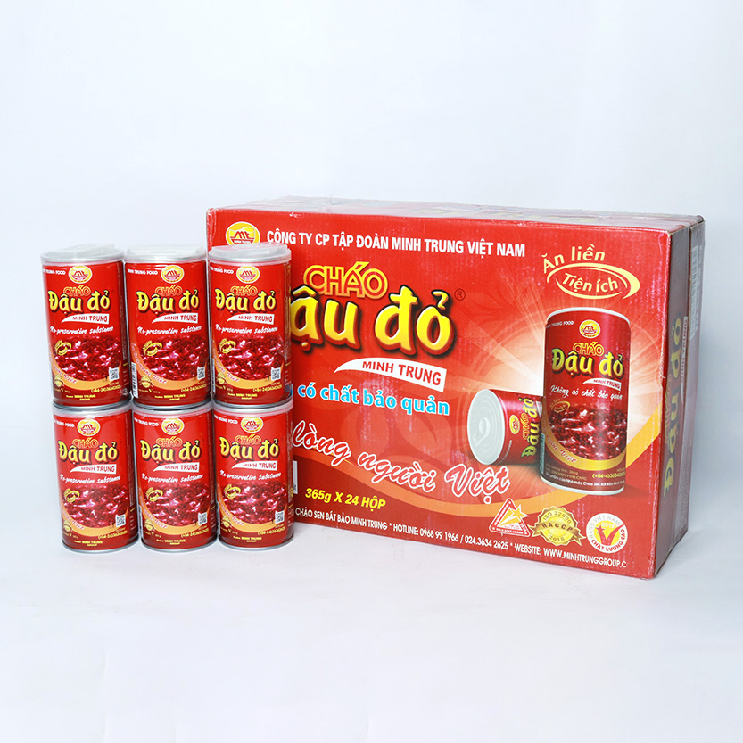 Cháo đậu đỏ Minh Trung 365g (thùng 24 lon - Cháo Đậu Đỏ 24)