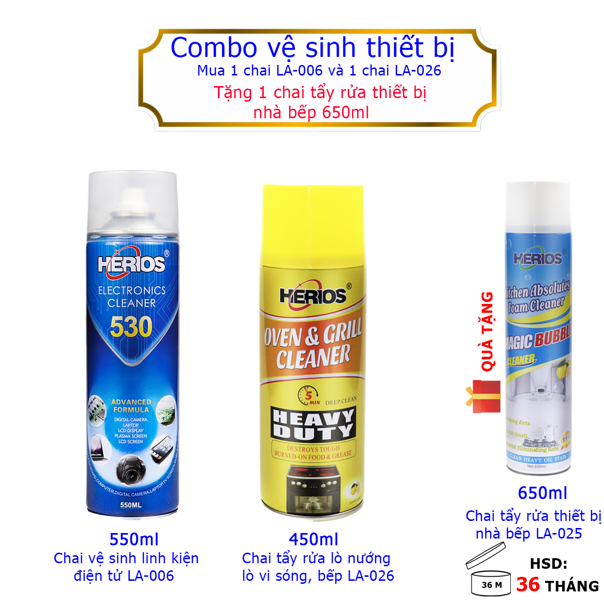 Combo 3 sản phẩm vệ sinh thiết bị trong nhà CB-03HC 1700ml