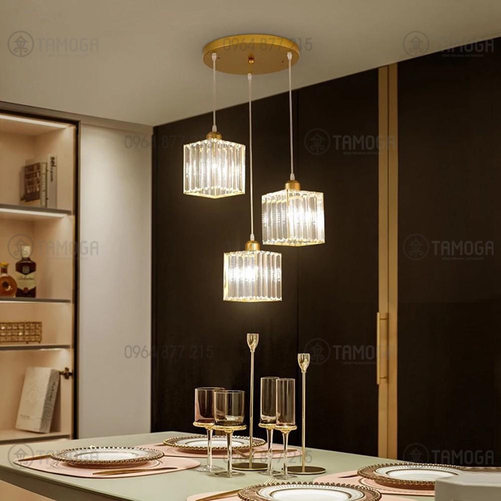 Bộ 03 đèn thả trần, đèn thả bàn ăn trang trí phòng khách pha lê