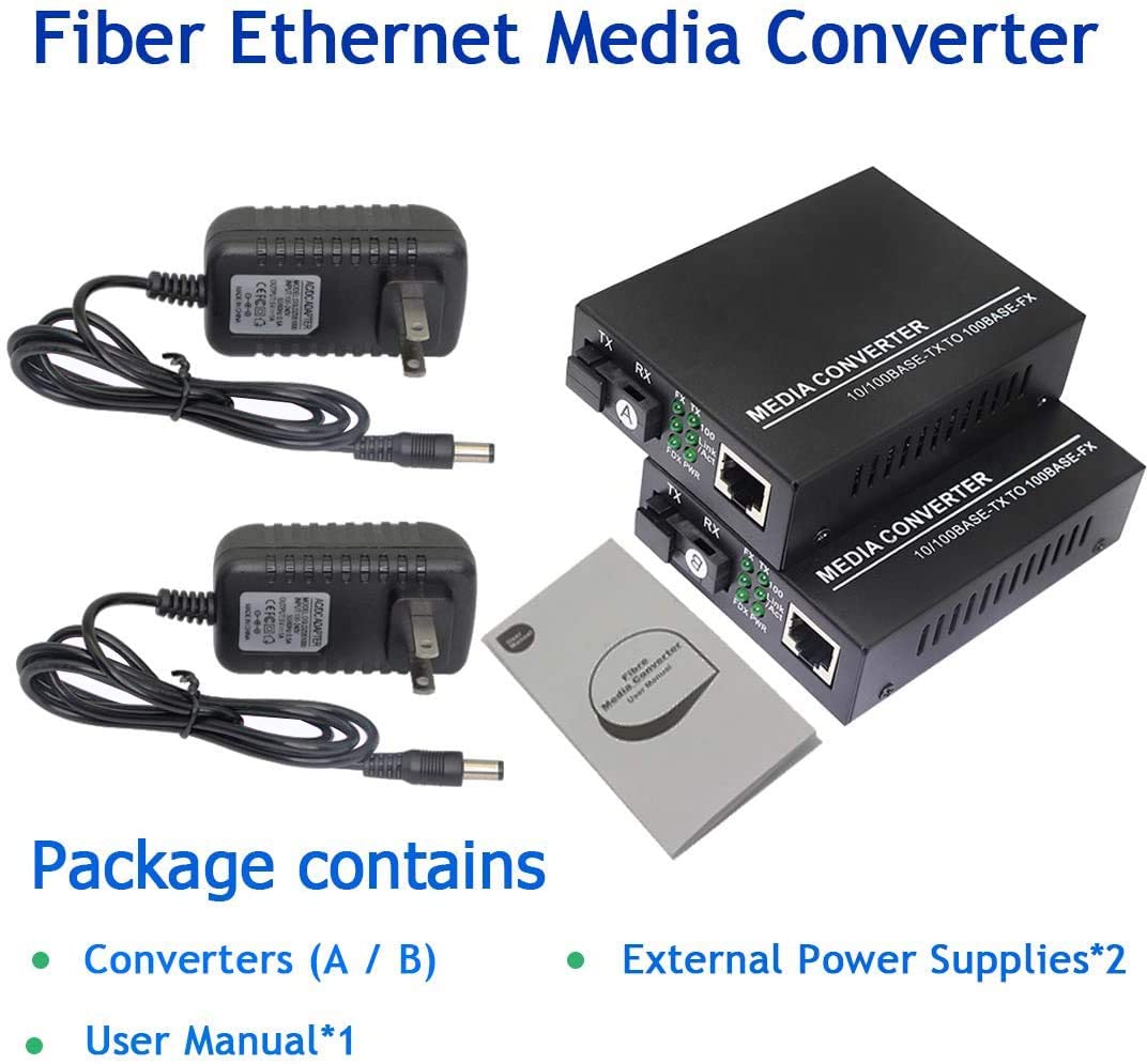 Bộ Chuyển Đổi Quang 25km Ethernet, Chế độ đơn 10 / 100Base-TX sang 100Base-FX, RJ45 sang SC - Hàng Nhập Khẩu