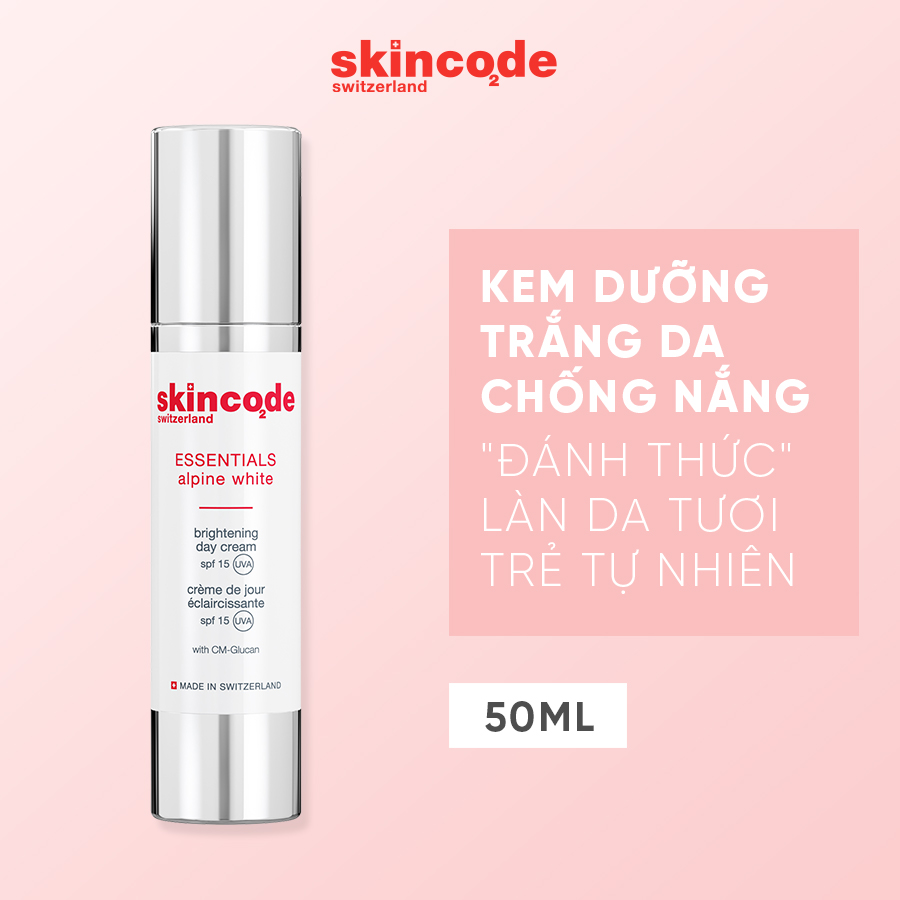 Kem dưỡng trắng chống nắng Skincode Alpine White Brightening Day Cream SPF15 50ml - MS 1600